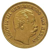 Ludwik III 1848-1877, 5 marek 1877 / H, Darmstadt, Fr. 3787, złoto 1.99 g, bardzo rzadkie