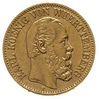 Karol 1864-1891, 10 marek 1873 / F, Stuttgart, Fr. 3872, J. 289, złoto 3.97 g
