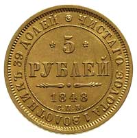5 rubli 1848, Petersburg, Fr. 155, Bitkin 30, złoto 6.54 g, ładne