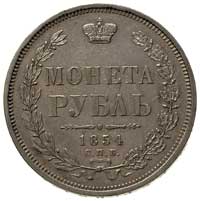 rubel 1854, Petersburg, napis HE<KM ściśnięty, Bitkin 232, minimalne rysy, ale ładny