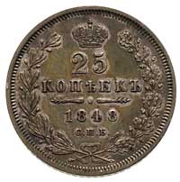 25 kopiejek 1848, Petersburg, Bitkin 299, bardzo ładny egzemplarz, piękna patyna