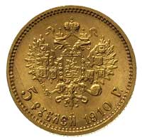 5 rubli 1910, Petersburg, Fr. 180, Bitkin 36, Kazakov 377, złoto 4.30 g, rzadkie