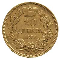 20 dinarów 1879 A, Paryż, Fr. 3, złoto 6.44 g