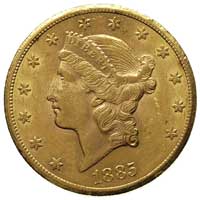 20 dolarów 1885 / CC, Carson City, Fr. 179, złoto 33.42 g, rzadkie