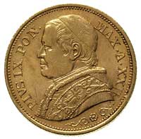 20 lirów 1867 R, Rzym, Fr. 280, złoto 6.44 g