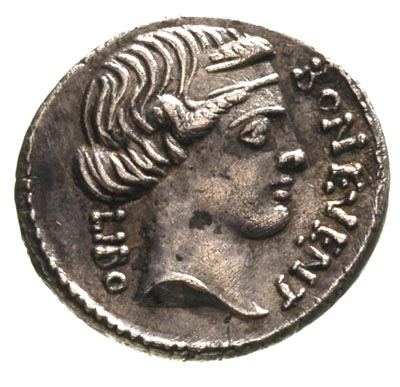 L. Scribonius Libo 62 pne, denar, Aw: Popiersie 