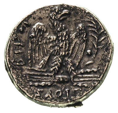 Neron 54-68, Aleksandria, tetradrachma bilonowa, Aw: Popiersie cesarza w prawo, Rw: Orzeł legionowy stojący na włóczniach w prawo, w polu po prawej gałązka palmowa, srebro 7.30 g, Sear 2003, patyna