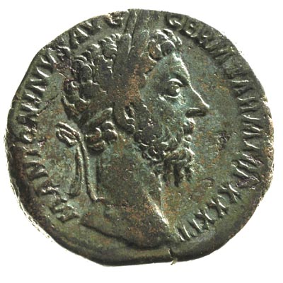 Marek Aureliusz 161-180, sestercja, Aw: Popiersi