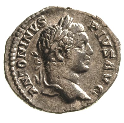 Karakalla 198-217, denar, Aw: Popiersie cesarza w prawo, Rw: Mars stojący w lewo, wsparty na tarczy i trzymający włócznię, Sear 6859- ale inny napis na rewersie