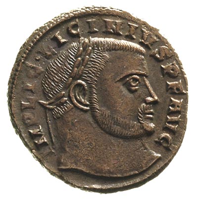 Licyniusz 308-324, AE-20, Aw: Popiersie cesarza 