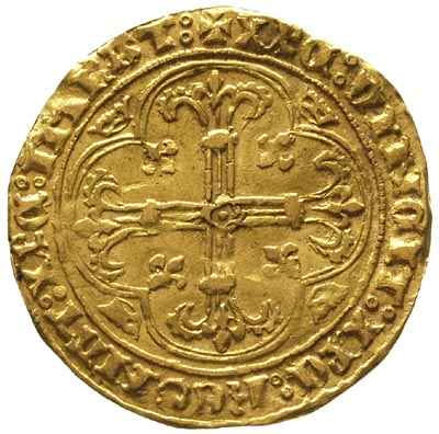 Karol VII 1422-1461, royal d’or (1429-1431), Aw: Stojąca postać króla na wprost, w polu lilie, w otoku napis, Rw: Krzyż wpisany w rozetę, w otoku napis, Duplessy 455, Fr. 303, złoto 3.88 g