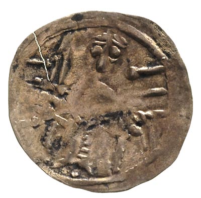 Bolesław IV Kędzierzawy 1146-1173, denar, Aw: Książe na tronie, w polu nieczytelne litery, Rw: Orzeł w lewo z uniesionymi skrzydłami, Stronczyński 52, 0.33 g