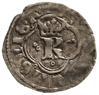 Kazimierz Wielki 1333-1370, kwartnik ruski, Aw: Lew kroczący w lewo, w otoku napis, Rw: Pod koroną duża litera K, w otoku napis, 1.32 g, bardzo rzadka moneta