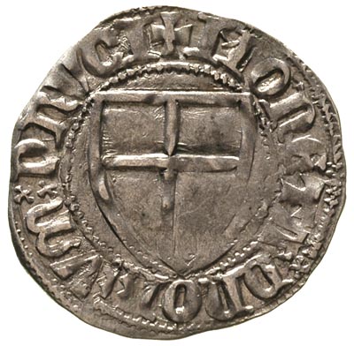 Winrych von Kniprode 1351-1382, szeląg, Aw: Tarcza wielkiego mistrza, w otoku napis, Rw: Tarcza zakonna i napis, Neumann 4, Vossberg 129, 1.64 g