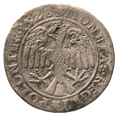trojak 1528, Kraków, głowa orła w lewo, H-Cz. 285 R3, T. 50, wada blachy, bardzo rzadki typ monety o nietypowej wadze i próbie, bity wyłącznie w mennicy krakowskiej