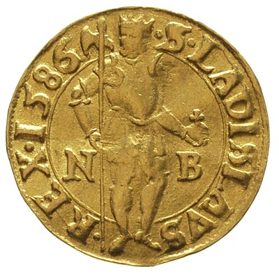 dukat 1586 N-B, Nagy Banya, Aw: stojący król, Rw