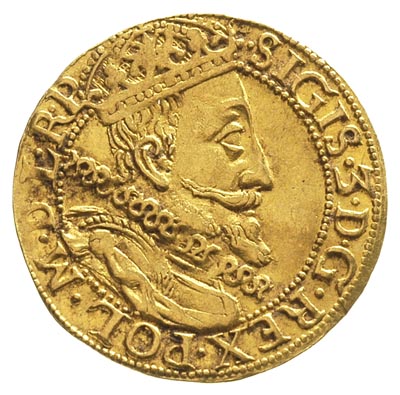 dukat 1610, Gdańsk, H-Cz. 1267 R1, Kaleniecki s 175, T.16, Fr. 10, złoto 3.49 g, lekko gięty