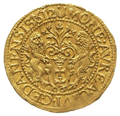dukat 1612, Gdańsk, H-Cz. 1290, Kaleniecki ss 180-181, T. 16, Fr. 10, złoto 3.47 g, lekko gięty, ale bardzo ładny egzemplarz, patyna