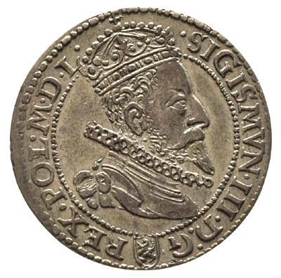 szóstak 1599, Malbork, mała głowa, na rewersie wada blachy, ale bardzo ładny, patyna
