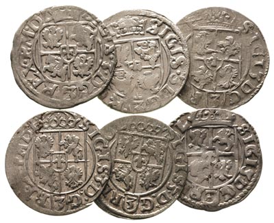 zestaw półtoraków 1614 i 1616 Kraków oraz 1615, 1616,1618 i 1619 Bydgoszcz, razem 6 sztuk