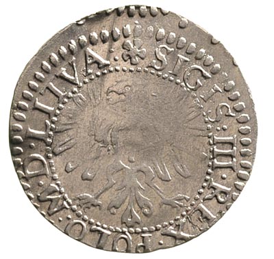 grosz 1611, Wilno, na awersie napis SIGIS III REX POLO M D LITVA, Ivanauskas -, Sajauskas 1702, wada blachy