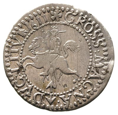 grosz 1611, Wilno, na awersie napis SIGIS III REX POLO M D LITVA, Ivanauskas -, Sajauskas 1702, wada blachy