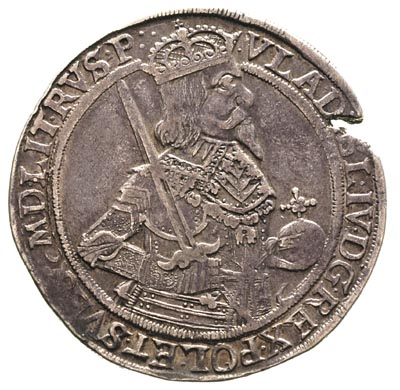 talar 1637, Toruń, 28.60 g, Dav. 4374, T. 6, wada krążka, ale dość ładny egzemplarz z patyną