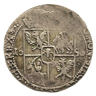 ort 1656, Lwów, odmiana z dużą głową króla, T. 4, charakterystyczne dla monet lwowskich wady bicia, rzadki