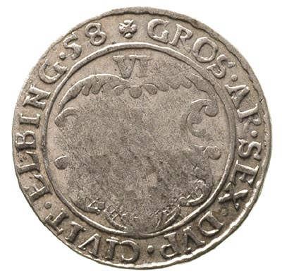 szóstak 1658 Elbląg, Karol Gustaw - okupacja szwedzka, Ahlström 60, Pfau 483, duże lustro mennicze co jest rzadkością w tym typie monety