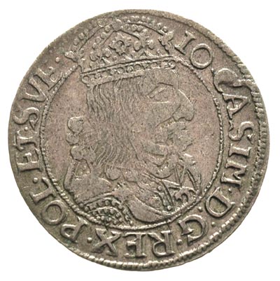 szóstak 1661, Lwów, bardzo rzadka odmiana bez herbu podskarbiego i z prostymi tarczami herbowymi, patyna