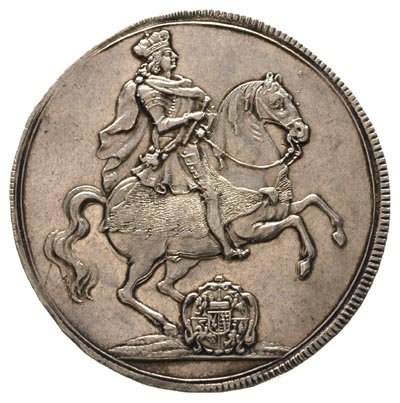 talar wikariacki 1711, Drezno, Aw: Dwa stoły z insygniami, Rw: Król na koniu, 29.13 g, Schnee 1011, Dav. 2655, ładnie zachowany, delikatna patyna
