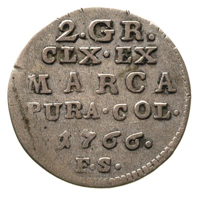 2 grosze srebrne (półzłotek) 1766, Warszawa, tar