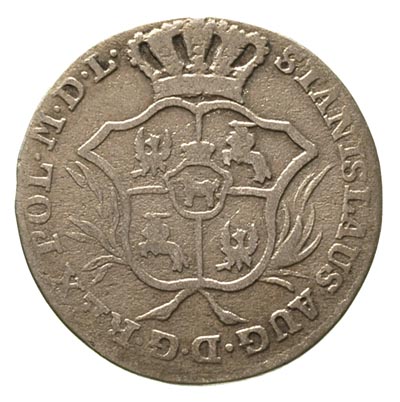 2 grosze srebrne (półzłotek) 1768, Warszawa, herby w tarczy małe, Plage 248, rzadszy rocznik