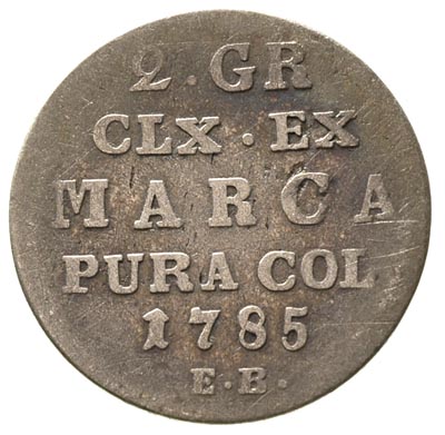 2 grosze srebrne (półzłotek) 1785, Warszawa, Plage 270. rzadkie