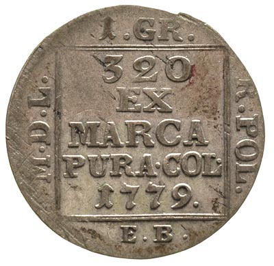 grosz srebrny (srebrnik) 1779, Warszawa, Plage 228, rzadki rocznik