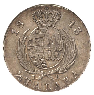 1/3 talara (dwuzłotówka) 1813, Warszawa, Plage 112, moneta w pudełku GCN z certyfikatem AU 53, minimalnie justowana