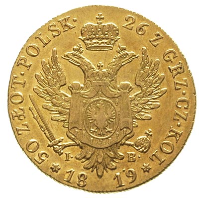 50 złotych 1819, Warszawa, Plage 3, Bitkin 806 R1, Fr. 105, złoto 9,77 g, bardzo ładny egzemplarz