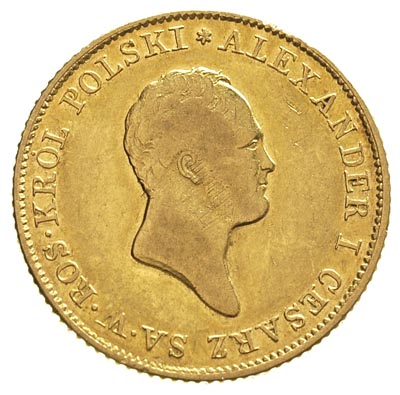 50 złotych 1819, Warszawa, odmiana z wysokim rantem, Plage 4, Bitkin 807 R, Fr. 107, złoto 9,73 g, nieco porysowane tło