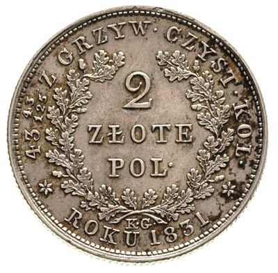 2 złote 1831, Warszawa, Plage 273, delikatna patyna