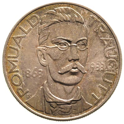10 złotych 1933, Warszawa, Romuald Traugutt, Parchimowicz 122, złocisto-tęczowa patyna