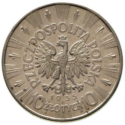 10 złotych 1935, Warszawa, Józef Piłsudski, Parchimowicz 124 b, bardzo ładne
