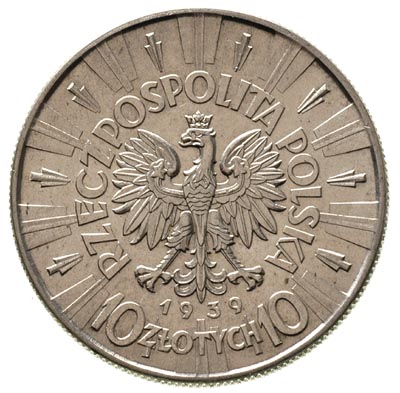10 złotych 1939, Warszawa, Józef Piłsudski, Parchimowicz 124 f