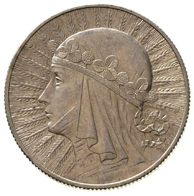 5 złotych 1932, Anglia, Głowa Kobiety, Parchimowicz 116 b, ładnie zachowane