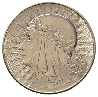 5 złotych 1933, Warszawa, Głowa Kobiety, Parchimowicz 116 c, pięknie zachowane