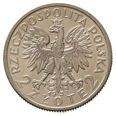 2 złote 1933, Warszawa, Głowa Kobiety, Parchimowicz 110 b, wyśmienity egzemplarz