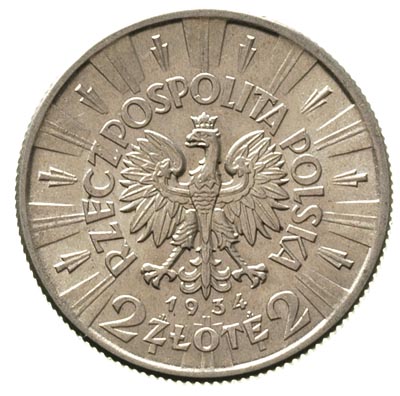 2 złote 1934, Warszawa, Józef Piłsudski, Parchimowicz 111 a, bardzo ładne