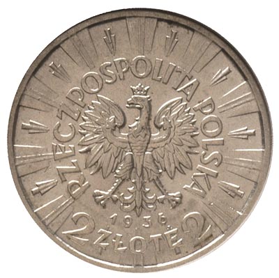 2 złote 1936, Warszawa, Józef Piłsudski, Parchimowicz 111 b, moneta w pudełku GCN z certyfikatem MS 60, rzadkie