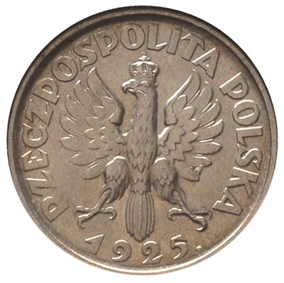 1 złoty 1925, Londyn, Parchimowicz 107 b, moneta w pudełku GCN z certyfikatem MS 63, bardzo ładne
