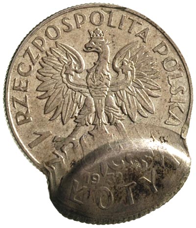 1 złoty 1932, Głowa Kobiety, odbitka technologiczna napisu PRÓBA, Parchimowicz P-131 d, moneta opisana przez Soubise-Bisiera, nakład nieznany, srebro 3.28 g, rzadka