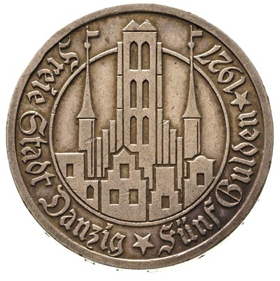 5 guldenów 1927, Berlin, Kościół Marii Panny, Parchimowicz 65 b, rzadszy rocznik, patyna